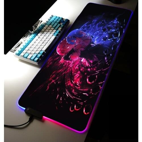 Mairuige Anime Girl RGB Colorful Gaming Large Mouse Pad Gamer Led Computer Mousepad Laptop Desktop Waterproof Mouse Pad