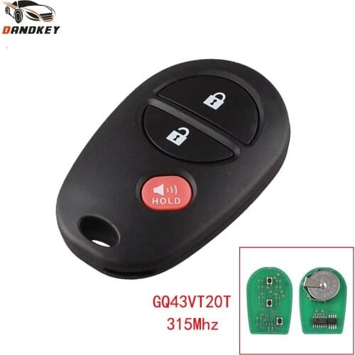 Dandkey 3+1 3 Buttons Fob For Toyota Tacoma Tundra Sequoia Highlander GQ43VT20T 315Mhz keyless Entry Smart Remote Car Key
