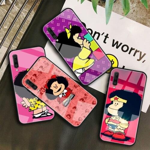 Cartoon Mafalda Painted Tempered Glass Case For Samsung Galaxy A10S A10E A20S A20E A30S A40 A50S A60 A70 A80 A90 A6 A7 A8 Shell