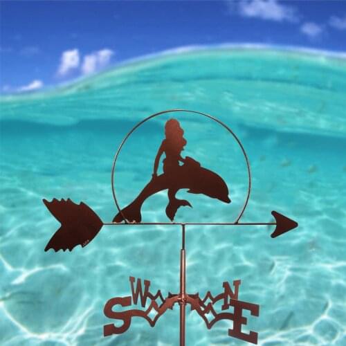 Stainless Metal Mermaid Weathervane Weather Vane Yard Barn Scene Decor