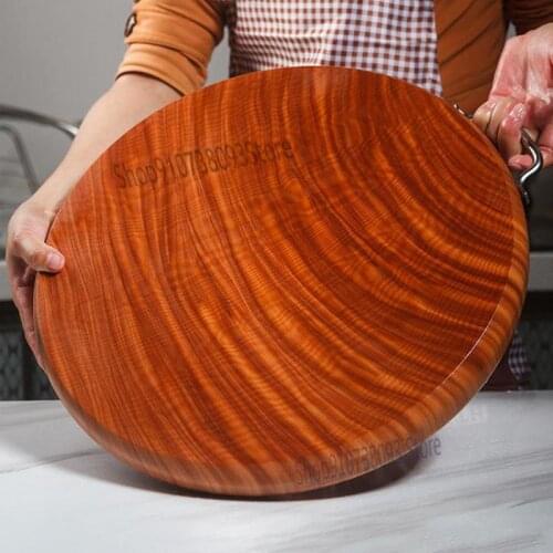 Clam Wood Cutting Board Solid Wood Household Iron Wood Cutting Board Circular Wood Cutting Board Kitchen Thick Mildew P