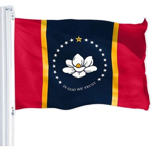 Mississippi State Flag 3x5 feet - Indoor/Outdoor, Vibrant Colors, Brass Grommets, Quality Polyester, Much Thicker More Durable