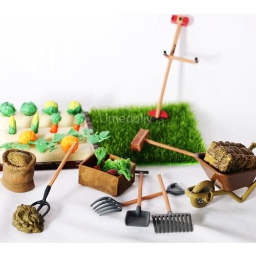 1/12 Scale Dollhouse Miniature Vegetable Garden Tool Pretend Play Mini Farm Model Accessories Toy