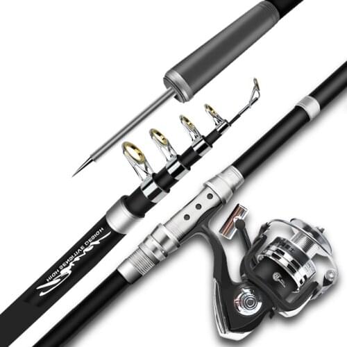 2019 New Fishing Set Telescopic Fishing Rod with Reel Carbon Fiber Super Hard Long Throwing Power Hand Rod Ultra Light Seapole