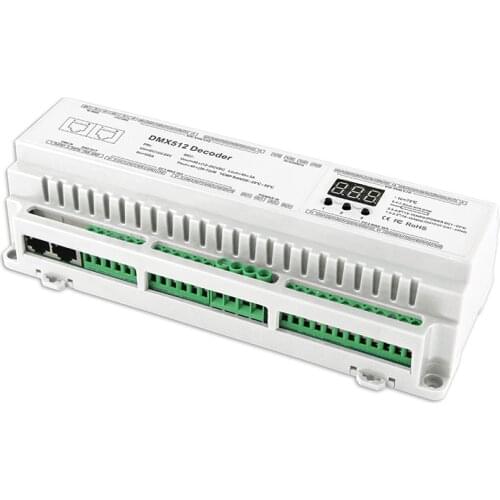 New DMX512 Decoder DC12V-24V 3A*40CH Max 120A 2880W Output RGB/RGBW Strip Decoder RJ45 Connect LED Screen 40 Channel DMX Slave