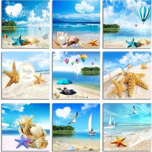 Full Square/Round 5D Diy Diamond Painting Coastal Landscape 3D Diamond Embroidery Cross Stitch Rhinestone Mosaic Home Decor Gift