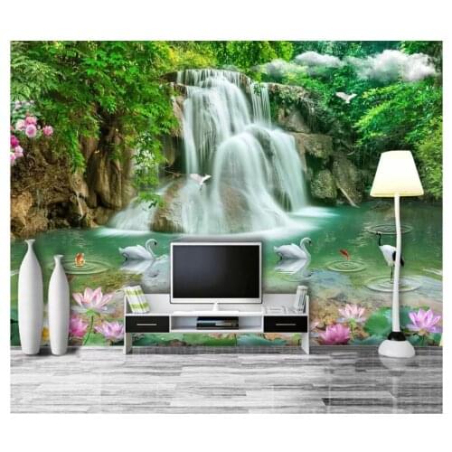 Custom photo wallpaper 3d wallpaper for walls 3 d Three-dimensional landscape waterfall landscape mural TV background wall paper