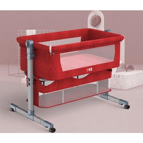 Baby Bed Portable Removable Crib Foldable High and Low Adjusting Stitching Large Bedside Bed Baby Lift Bed for Kids