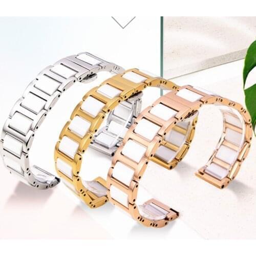 1PCS New 14mm 16mm 18mm 20mm 22mm Solid Stainless steel watch strap ceramic watch bands 316L -200612