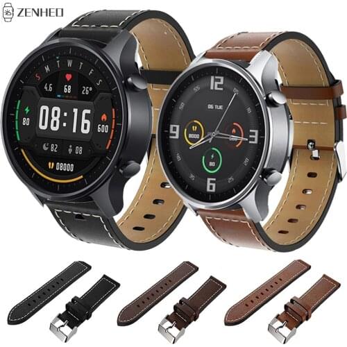 22mm Leather Strap For Xiaomi Mi Watch Color Replacement Watchband For Xiaomi Huami Amazfit GTR 2/GTR 47mm/Pace Stratos 2 2S