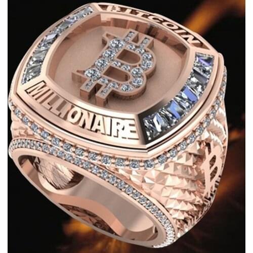 Luxury Bitcoin Memorial Rings For Men Women Creative Metal Punk Hip Hop Rock Biker Cool Mens Ring Party Jewelry Gift