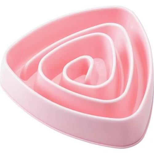 Size L Triangle Dog Slow Eating Training Bowl For Puppy Plastic Food Feeding Bowl Pet Avoid Choke Feeder Pet Dog Training Bowls