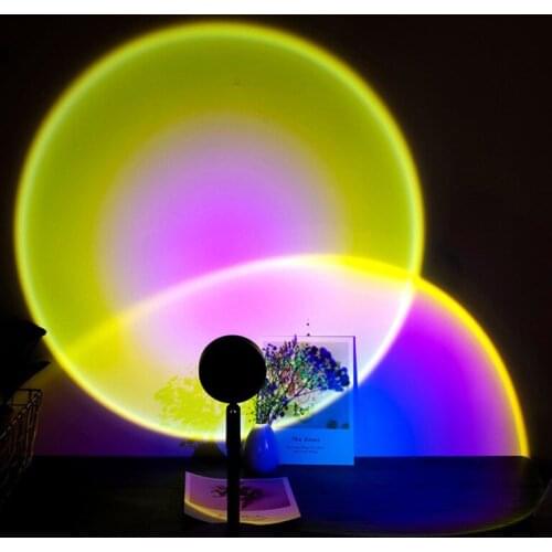 Sunset Projector Atmosphere Led Night Light Home Coffe shop Background Wall Decoration Colorful changin Lamp USB Button Rainbow