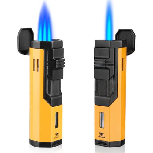 COHIBA Cigar Lighter Jet Flame Portable Butane Torch Lighter with punch Mini Metal Windproof Cigarette lighter for Gift