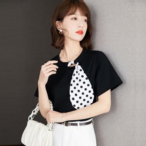 Womens T-shirt Polka Dot Scarf T-shirt Women Designer T Shirts Plus Size Summer Woman Tshirts