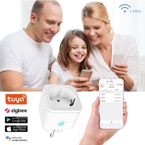 Zigbee/wifi plugue inteligente ue adaptador de controle monitor de energia funciona com alexa google casa inteligente mini autom