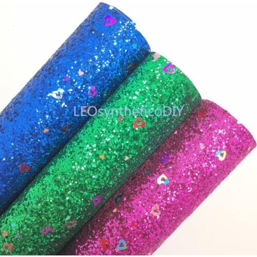 1PC 21X29CM Glitter Fabirc, Glitter Leather With Hearts, Glitter Leather Sheets For Making Bows LEOsyntheticoDIY T298D