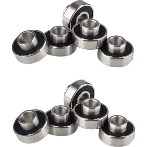 10Pcs 608-2RS Longboard Integrated Bearing Skateboard Wheel Bearing Inline Roller Skate Bearing 8X22X12.6mm