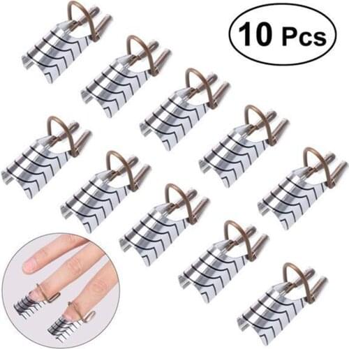 10Pcs Women Reusable Aluminum Nail Art UV Gel Acrylic Tips Extension Guide Forms ust Design Decoration Nail Art Tip Builder