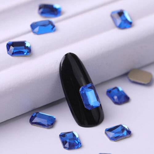 10 pieces of new manicure water drill rectangular flat back crystal shining 3D water drill gemstone manicure art ornaments