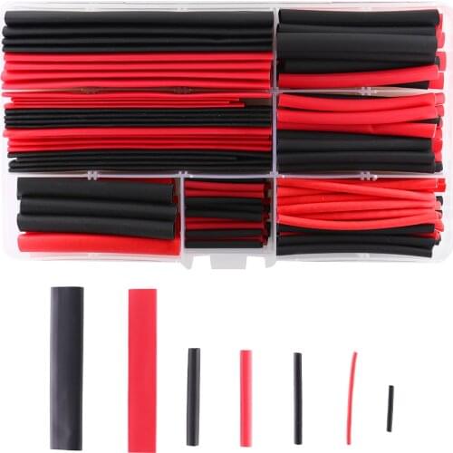 150 PCS Black And Red 2:1 Assortment Heat Shrink Tubing Tube Car Cable Sleeving Wrap Wire Kit with Box