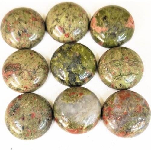 2020 Fashion Top Quality Natural Flower Green Stone Round Cabochon 20mm Stone Beads 20pcs/lot Wholesale Free Shipping