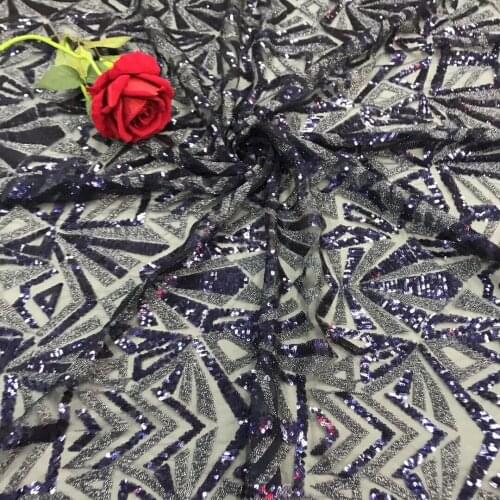 2020 Upscale French Net Blue Sequins Lace Fabrics,High Quality African Tulle Lace Fabrics Sequins Wedding Nigeria lace J24251