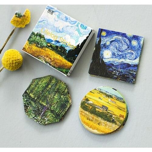 45pcs Van Gogh Reproduce Classics Stickers Set 40mm Mini Painting DIY Sealing Adhesive Kids Gift Diary Decoration Sticker H6469