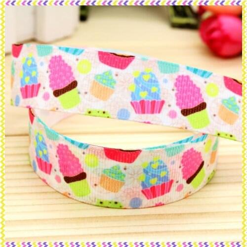 7/8'' Free shipping cupcake printed grosgrain ribbon hairbow headwear party decoration diy wholesale OEM 22mm P4301