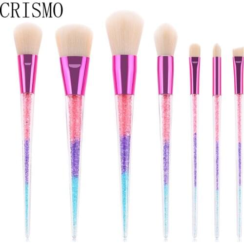 CRISMO 7pcs Diamond Makeup Brush Set Powder Foundation Eyeshadow Cosmetic Beauty Rainbow Make Up Brushes Pincel Maquiagem