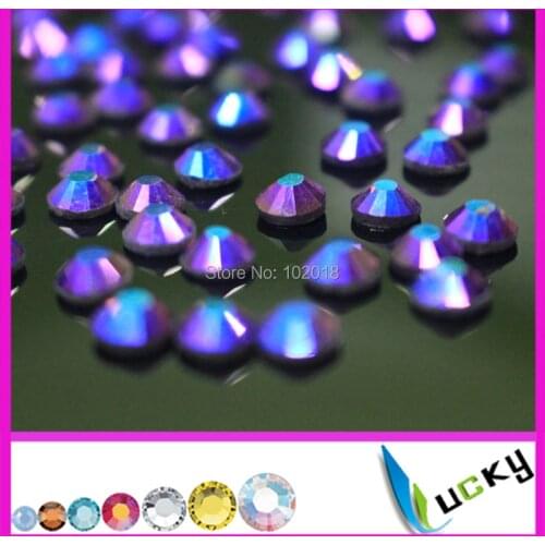 Free shipping 1440pcs 2014 new design 16ss iron on crystals Amethyst ab color hotfix rhinestones good water and heat test