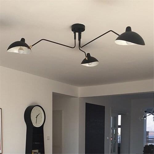 Black/White Dawn Spider Serge Mouille Ceiling Lights Retro Loft Industrial Adjustable Ceiling Lamp Iron Art Swing Arm Home Light