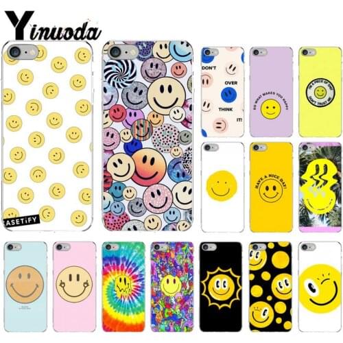 Yinuoda Smiley Face Black TPU Soft Rubber Phone Cover for iPhone 8 7 6 6S Plus X XS MAX 5 5S SE XR 11 11pro promax