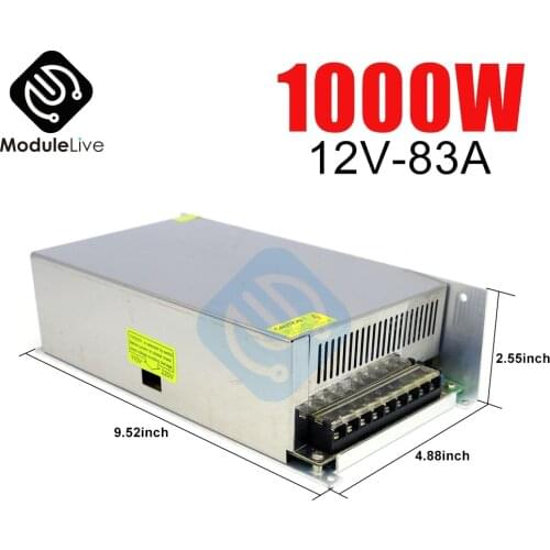 DC 12V 83A 1000W Power Supply Lighting Transformer For LED Strip Light Switching Power Adapter Driver Electronic Tools