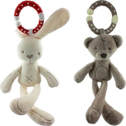 Baby Toys 0-12 Months Soft Anime Rabbit Bear Elephant monkey Baby Rattles Plush Toys Soothing Sleep Musical Appease Plush Toys