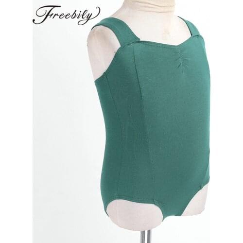 Kids Sleeveless Solid Color Stretchy Pinched-Front Sports Workout Gymnastics Leotards for Girls Professional Ballet Dancewear