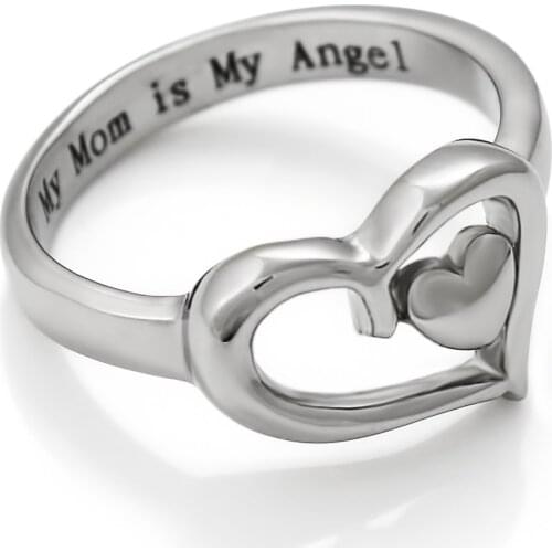 Love Heart "My Mom Is My Angel" Mothers Day Gift S925 Sterling Silver Color Cute Rings for Women Fashion Jewelry 2020 New