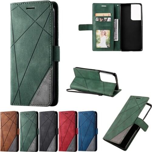 Skin Feel Leather Phone Case For Samsung S21 Ultra S20 FE S10 S9 S8 Plus S7 Wallet Card Cover For Galaxy Note 20 10 9 8 Coque