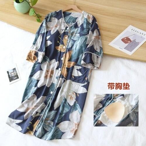 Summer New Printed Nightdress Ladies Short Sleeve Pajamas Cotton Silk Comfortable Loose Home Wear Large Women‘s Sleepwaear