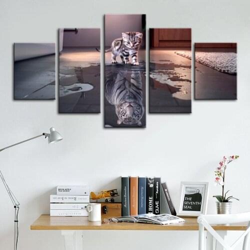 Motivational Canvas Wall Art Inspirational Posters Cute Cat Wall Art Tiger Animals Picture Office Wall Decoration