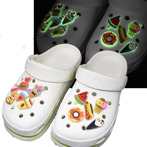 Cartoon Ice Cream Food PVC Shoe Charms Medical Accessories Decorations Fluorescence Animals Ornaments Doctors Gift 1pcs