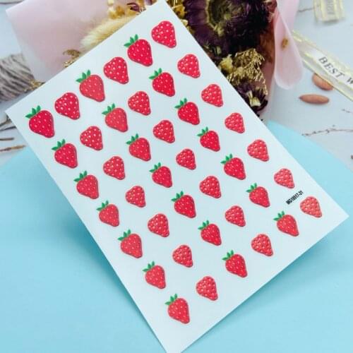 New Fresh Strawberry Nail Art Sticker Self Adhesive Transfer Decal 3D Slider DIY Tips Nail Art Decoration Manicure Package
