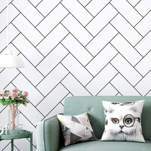 3D Wallpapers Decoration Mural Nordic Black White Brick Wall papers home decor Geometric Wallpaper for Living Room bedroom Walls