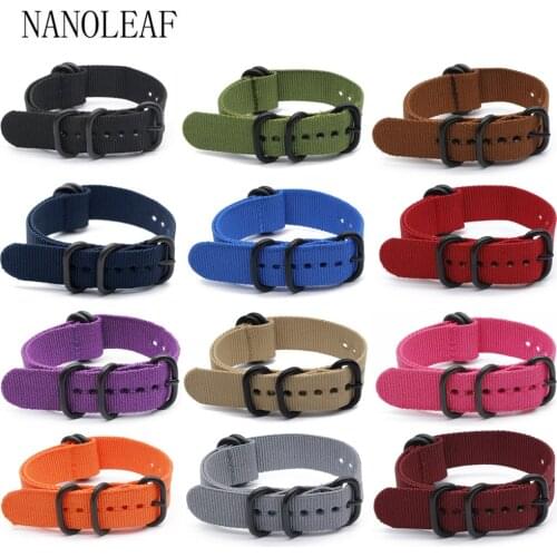 NANOLEAF Nylon Watch Band 18MM 20MM 22MM 24MM Plain Color Wristband Military Heavy Woven Strap for Casual Sport Wristwatch