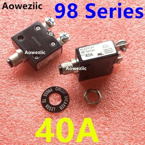 2Pcs KUOYUH 98 Series 40A Thermal overcurrent overload protector Manual reset Switch fuse Leakage switch Circuit breaker Screw