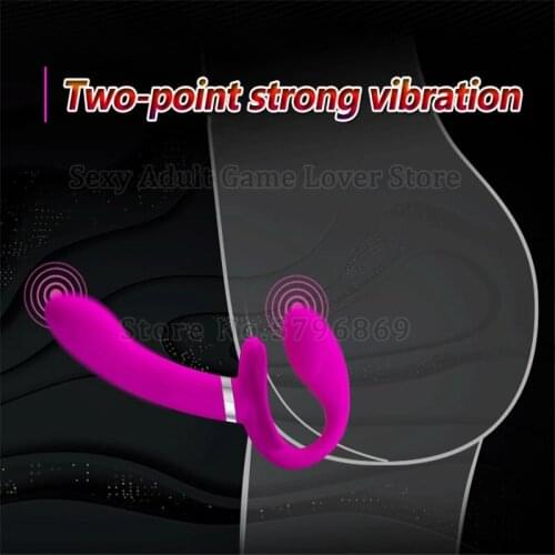 Lesbian Wear Double Vibrating G-Spot Clitoris Vibrators Strapless Strapon Dildo Anal Plug ButtPlug SM Sex Toys For Women Couples