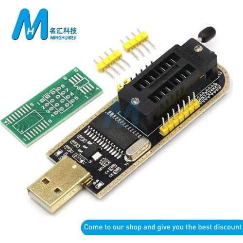 CH341A CH341 24 25 Series EEPROM Flash BIOS USB Programmer with Software & Driver + SOIC8 SOP8 Test Clip For EEPROM