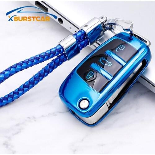 Xburstcar Car TPU Folding Key Case Cover For Audi A1 A3 A4 A5 A6 A7 Q3 Q5 S6 B6 B7 B8 C6 8P 8V 8L TT RS Shell Keychain Protector