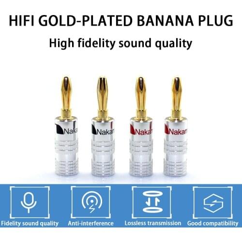 YYAUDIO 8pcs/lot! Black Red High Quality 4mm Banana Plug For Video 24K Gold Plated Speaker Copper Adapter Audio Connector FLM