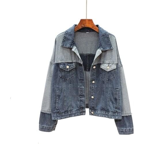 PERHAPS U Women Denim Jacket Patchwork Pocket Rock And Roll Punk Moto Biker C0162